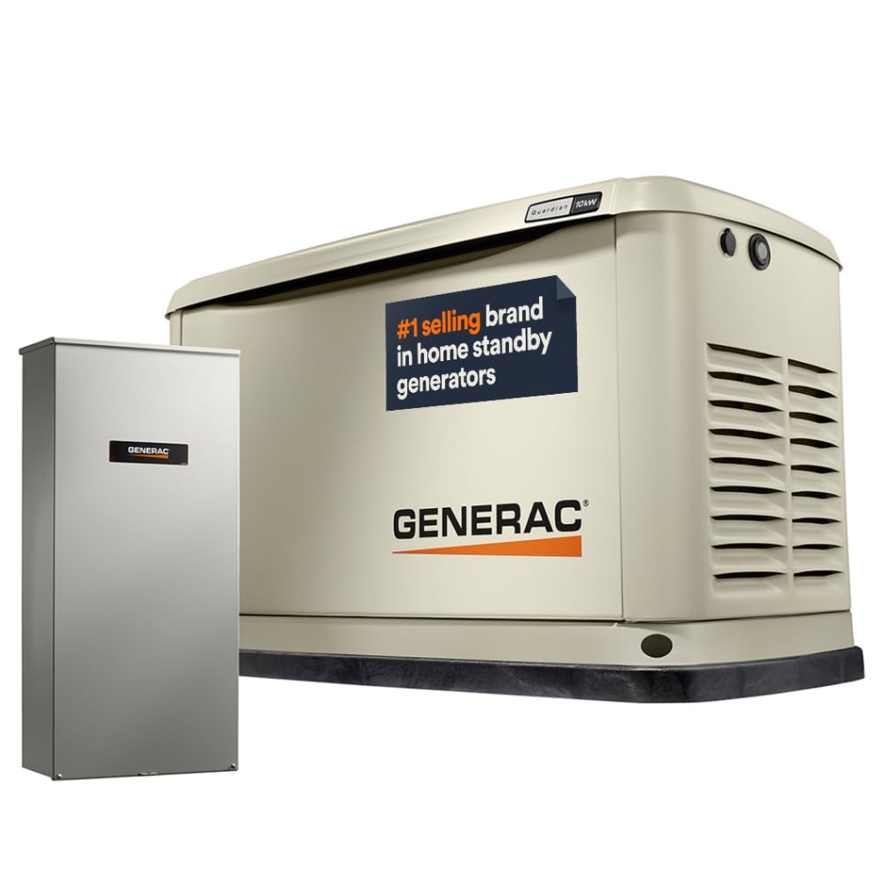 Generac Guardian 10kW Home Generator, Transfer Switch & WiFi Monitoring