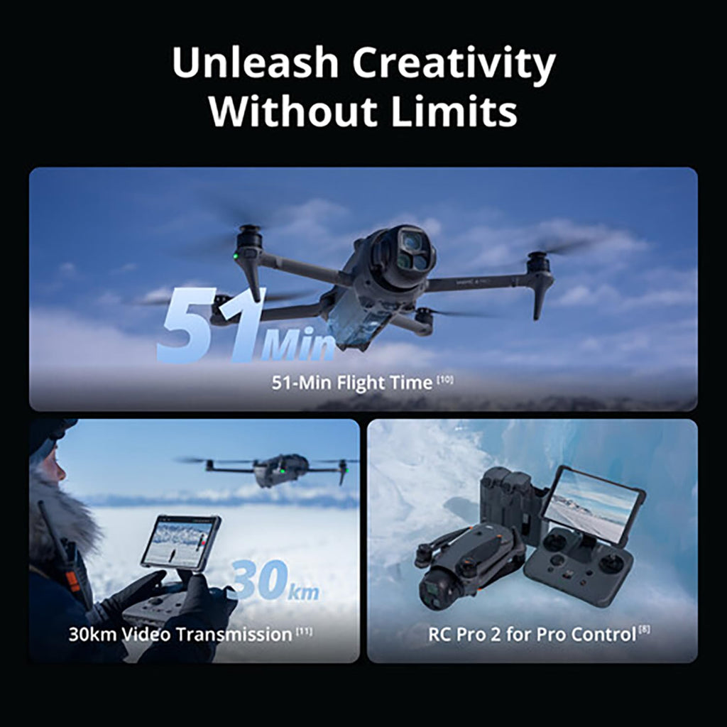 DJI Mavic 4 Pro Triple Camera Flagship Drone Creator Combo (DJI RC Pro 2), 512GB Onboard Storage, 100MP Hasselblad Camera, 6K HDR Video, 0.1-Lux Nightscape, Obstacle Sensing Bundle with Deco Gear Kit