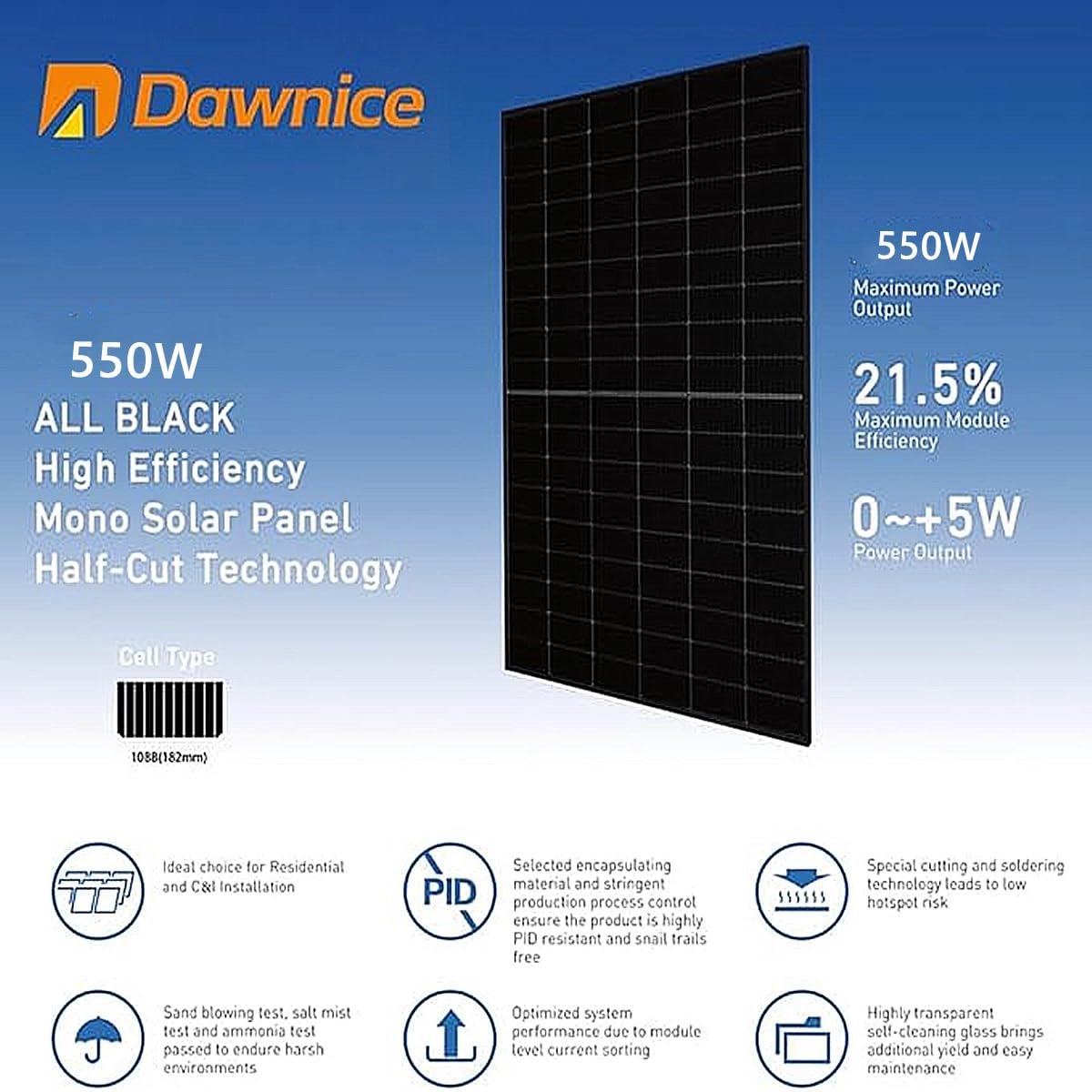 10KWH Hybrid Solar Power System Complete Kit Solar Home Energy Storage System 10PCS 550W Solar Panel (5500W) + 1Set 48V 5KW Split Phase Inverter Built in MPPT + 1Set 10kwh Lithium Battery
