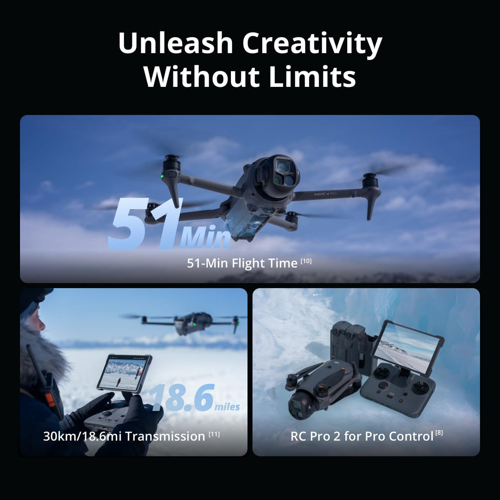 DJI Mavic 4 Pro 512GB Creator Combo With DJI RC Pro 2, Tri-Camera Drone