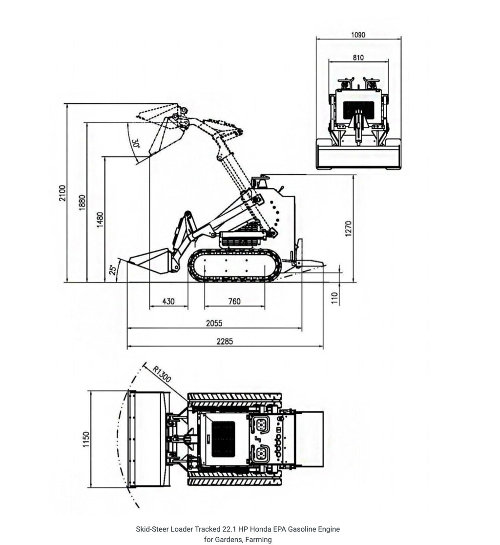 TYPHON STOMP 2,000lbs Tracked Mini Skid Steer 22.1HP Gas EPA GX690 Engine USA for digging, bull-dozing, drilling, augering, trenching, trench-grinding