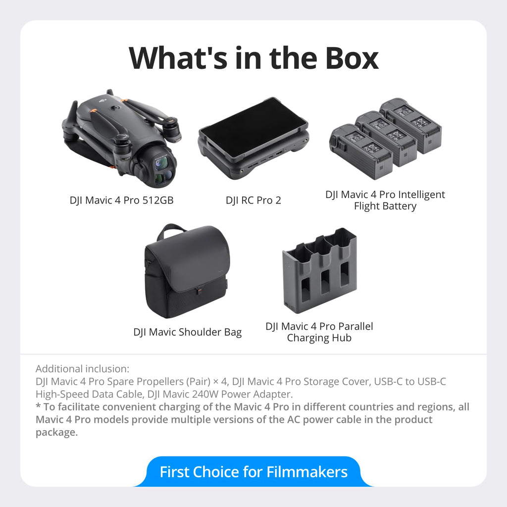 DJI Mavic 4 Pro 512GB Creator Combo With DJI RC Pro 2, Tri-Camera Drone
