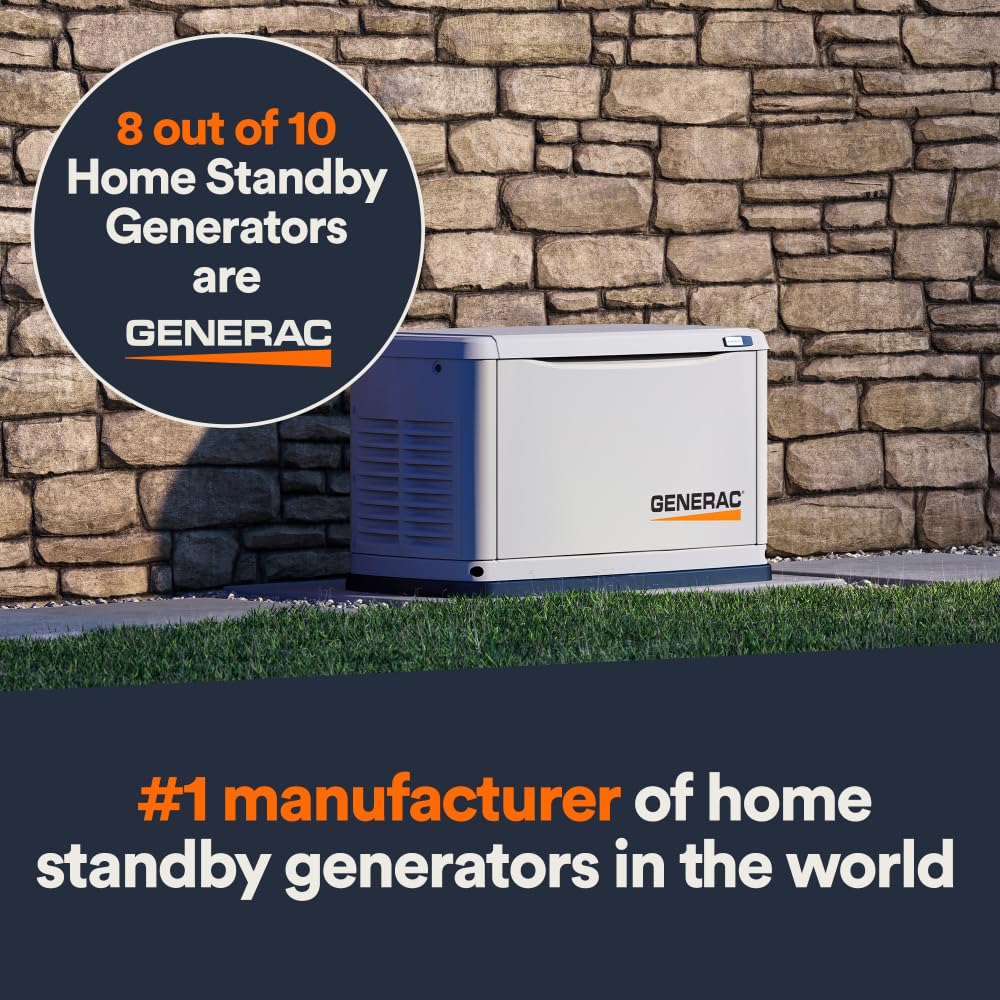 Generac Guardian 10kW Home Generator, Transfer Switch & WiFi Monitoring