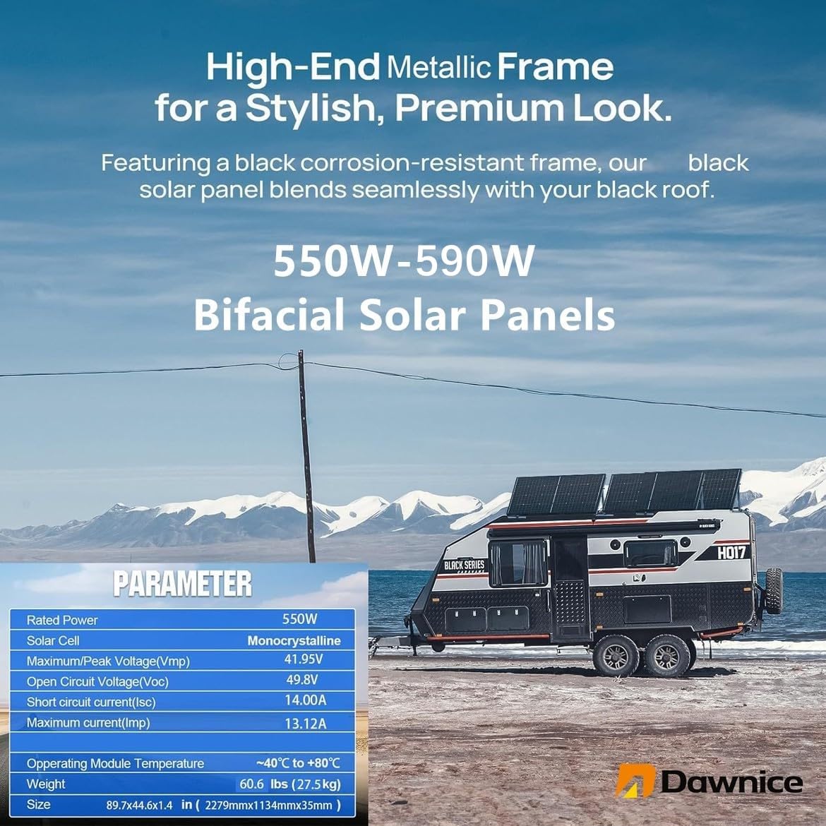 Dawnice 10KW Solar Power System 10PCS 585W Solar Panels 48V 12KW Hybrid Split Solar Inverter 120V/240V, 51.2V 314AH 16KWH LiFePo4 Battery Solar System Compelet Kit