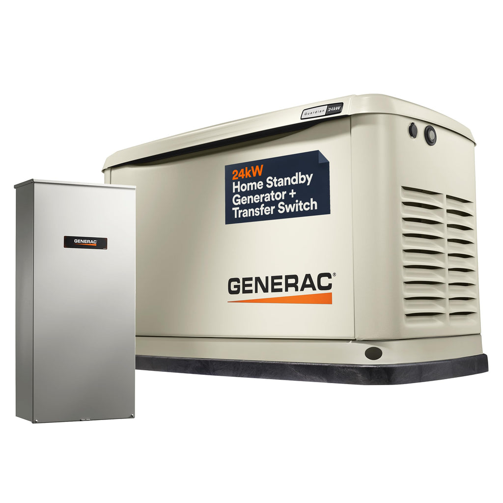Generac Guardian 24kW Home Generator, Transfer Switch & WiFi Monitoring