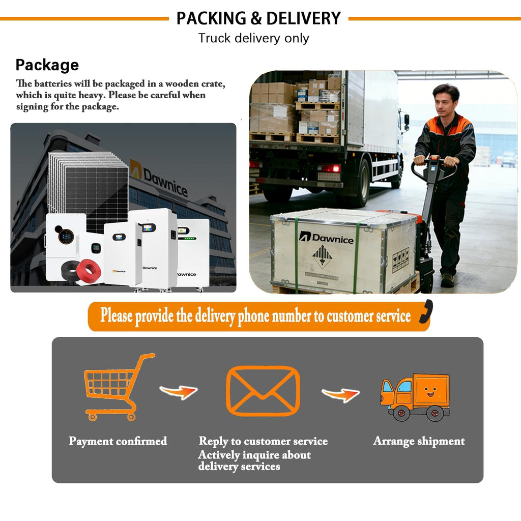 Dawnice 20kWh Solar Battery 51.2V 410Ah LifePO4 Lithium Energy Storage Pack