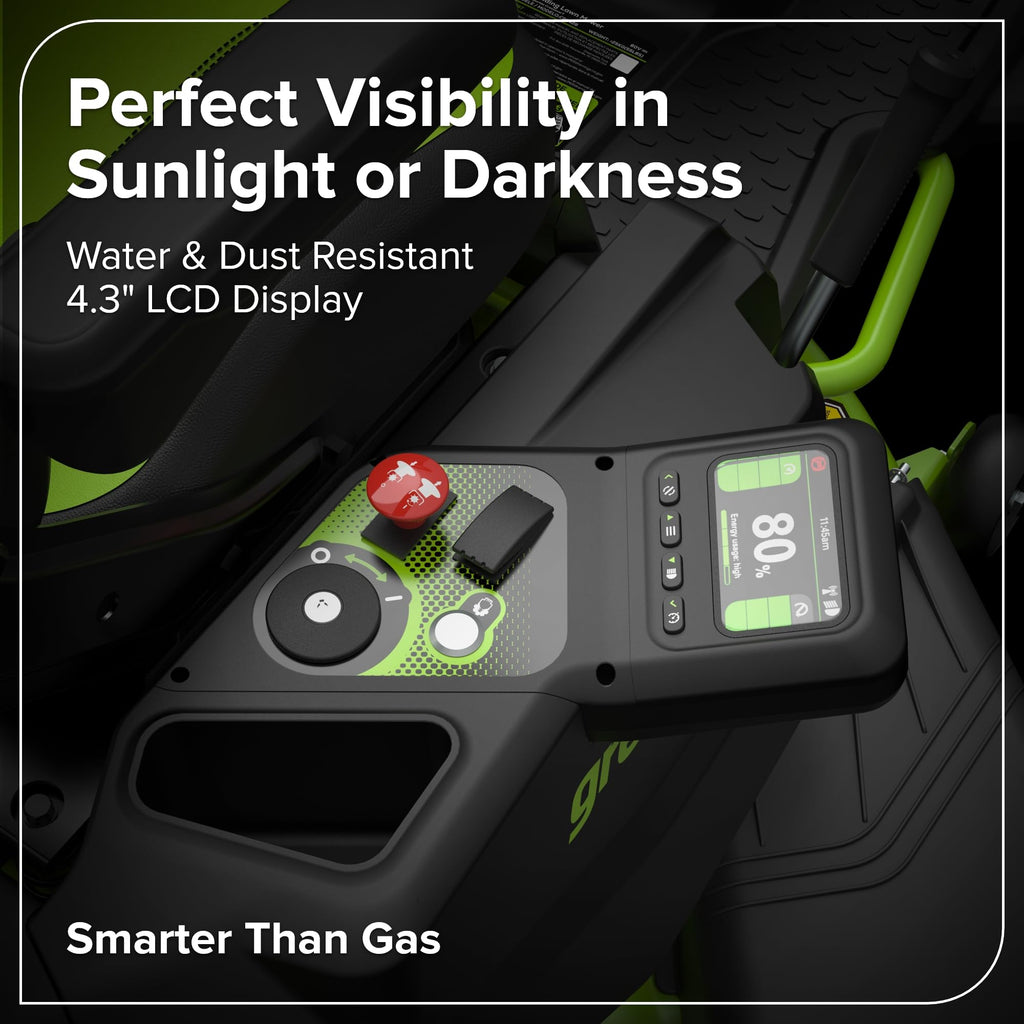 Greenworks 80V 42" CrossoverT Cordless Riding Lawn Tractor, (4) 6.0Ah Batteries and 600W Charger