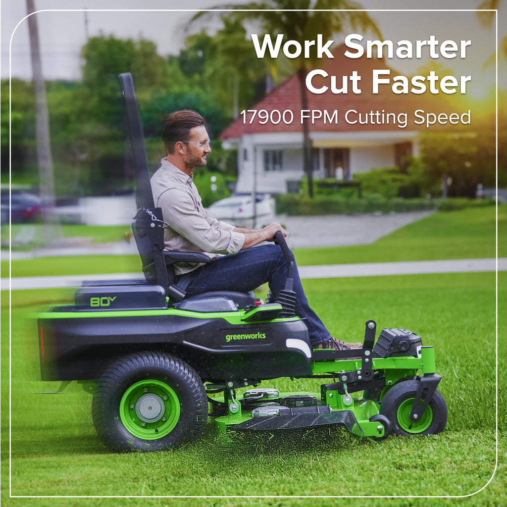 Greenworks 80V 54" MaximusZ Zero Turn Riding Lawn Mower, (2) 16.0Ah + (4) 6.0Ah Batteries and 1.5kW Fast Charger
