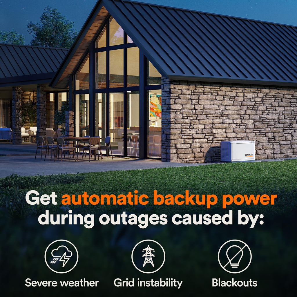 Generac Guardian 26kW Home Generator, Transfer Switch & WiFi Monitoring